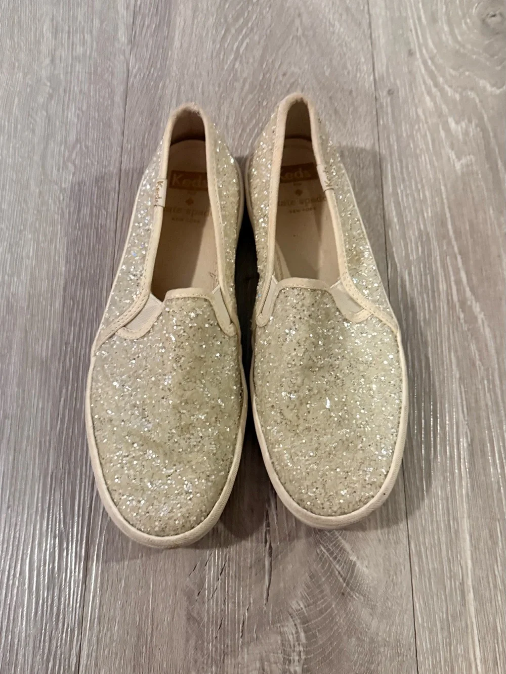 Keds x Kate Spade Double Decker Champagne Glitter Slip On sneakers 🤩